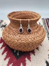 Load image into Gallery viewer, GARNET OVAL EARRINGS - STERLING SILVER
