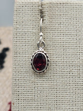 Load image into Gallery viewer, GARNET OVAL EARRINGS - STERLING SILVER
