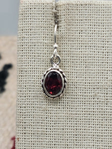 GARNET OVAL EARRINGS - STERLING SILVER