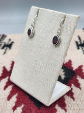 Load image into Gallery viewer, GARNET OVAL EARRINGS - STERLING SILVER
