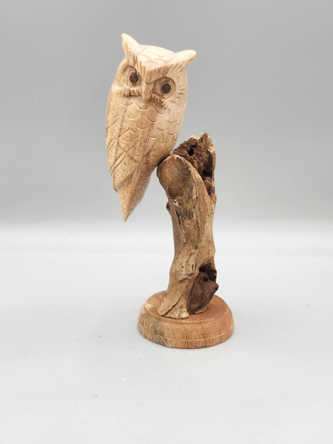 WOODEN PERCHED OWL