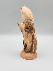 WOODEN PERCHED OWL