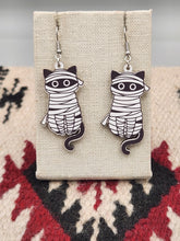 Load image into Gallery viewer, MUMMY CAT EARRINGS- WOOD
