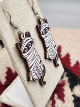 Load image into Gallery viewer, MUMMY CAT EARRINGS- WOOD
