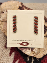 Load image into Gallery viewer, CORAL NEEDLEPOINT POST STYLE EARRINGS- ZUNI - R.S.
