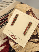 Load image into Gallery viewer, CORAL NEEDLEPOINT POST STYLE EARRINGS- ZUNI - R.S.
