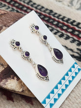 Load image into Gallery viewer, AMETHYST 3 STONE EARRINGS
