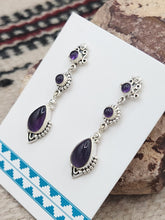 Load image into Gallery viewer, AMETHYST 3 STONE EARRINGS
