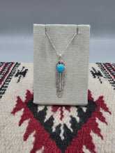 Load image into Gallery viewer, STERLING SILVER TURQUOISE FEATHER NECKLACE  - NAVAJO  - JUNE DEFAUTO
