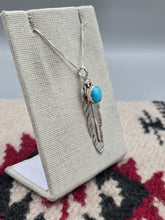 Load image into Gallery viewer, STERLING SILVER TURQUOISE FEATHER NECKLACE  - NAVAJO  - JUNE DEFAUTO
