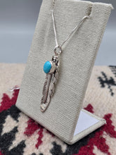 Load image into Gallery viewer, STERLING SILVER TURQUOISE FEATHER NECKLACE  - NAVAJO  - JUNE DEFAUTO
