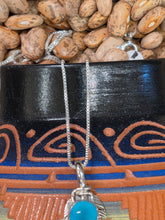 Load image into Gallery viewer, STERLING SILVER TURQUOISE FEATHER NECKLACE  - NAVAJO  - JUNE DEFAUTO
