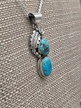 Load image into Gallery viewer, TURQUOISE 2 STONE PENDANT- HERBERT ETSITTY
