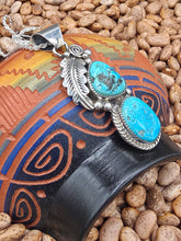 Load image into Gallery viewer, TURQUOISE 2 STONE PENDANT- HERBERT ETSITTY
