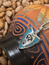 Load image into Gallery viewer, TURQUOISE CHIP INLAY ARROWHEAD PENDANT FEATURING BEAR - MEDIUM
