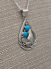 Load image into Gallery viewer, EX LARGE 2 TURQUOISE STONE TEARDROP NECKLACE- JULIA ETSITTY
