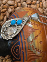 Load image into Gallery viewer, EX LARGE 2 TURQUOISE STONE TEARDROP NECKLACE- JULIA ETSITTY
