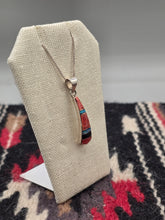Load image into Gallery viewer, SPINY OYSTER - OPAL - JET INLAY NECKLACE on 16&quot;BOX CHAIN - ZUNI
