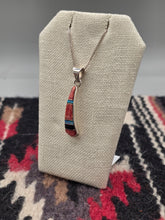 Load image into Gallery viewer, SPINY OYSTER - OPAL - JET INLAY NECKLACE on 16&quot;BOX CHAIN - ZUNI
