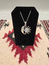 Load image into Gallery viewer, MOONSTONE SUN &amp; CRESCENT MOON NECKLACE
