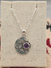 Load image into Gallery viewer, AMETHYST MOON &amp; SUN NECKLACE
