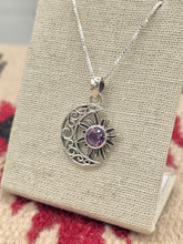 Load image into Gallery viewer, AMETHYST MOON &amp; SUN NECKLACE
