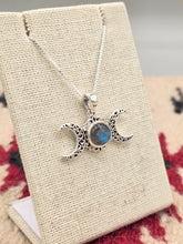 Load image into Gallery viewer, LABRADORITE TRIPLE MOON NECKLACE
