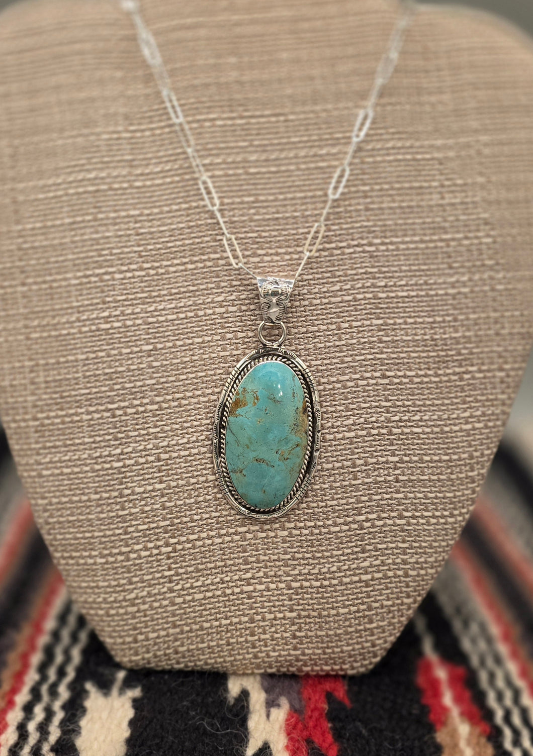 TURQUOISE OVAL PENDANT- MIKE SMITH