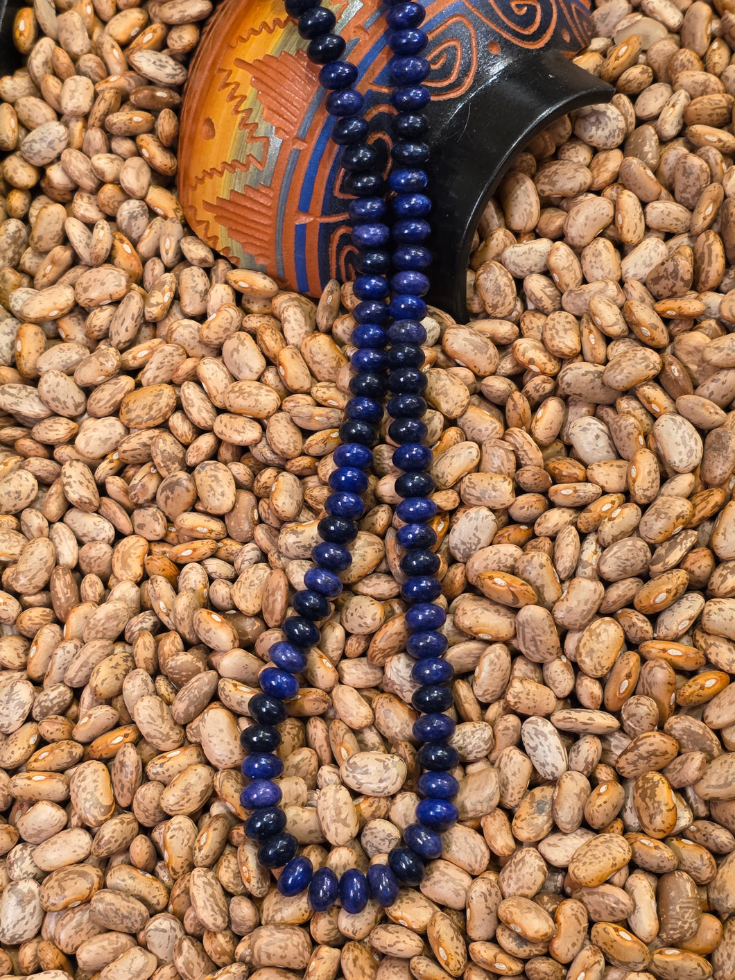 LAPIS LAZULI 8MM RONDELLE BEADED NECKLACE  - 20