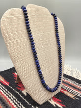 Load image into Gallery viewer, LAPIS LAZULI 8MM RONDELLE BEADED NECKLACE  - 20&quot; LONG
