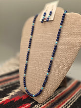 Load image into Gallery viewer, LAPIS LAZULI &amp; TURQUOISE BEADED NECKLACE &amp; EARRINGS  - 6MM
