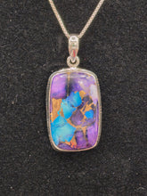 Load image into Gallery viewer, KINGMAN ICE BLUE DAHLIA PENDANT &amp; EARRINGS SET - RECTANGLE
