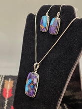 Load image into Gallery viewer, KINGMAN ICE BLUE DAHLIA PENDANT &amp; EARRINGS SET - RECTANGLE
