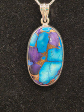 Load image into Gallery viewer, KINGMAN ICE BLUE DAHLIA PENDANT- OVAL
