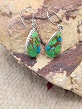 Load image into Gallery viewer, GREEN COPPER TURQUOISE EARRINGS - TEARDROP
