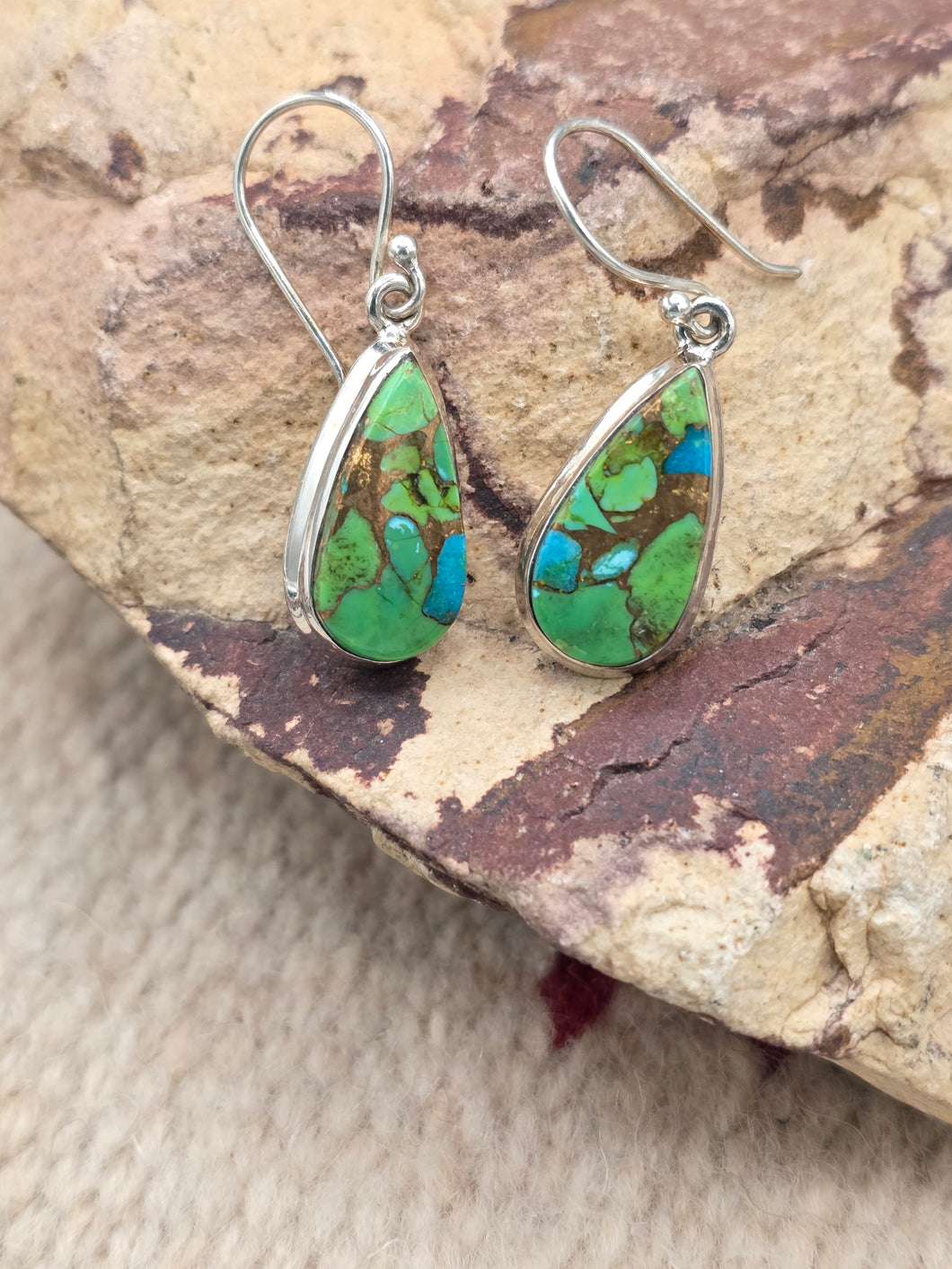 GREEN COPPER TURQUOISE EARRINGS - TEARDROP
