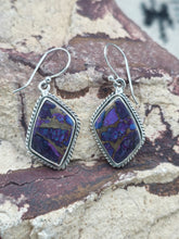 Load image into Gallery viewer, PURPLE COPPER TURQUOISE EARRINGS - GEOMETRIC
