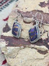 Load image into Gallery viewer, PURPLE COPPER TURQUOISE EARRINGS - GEOMETRIC
