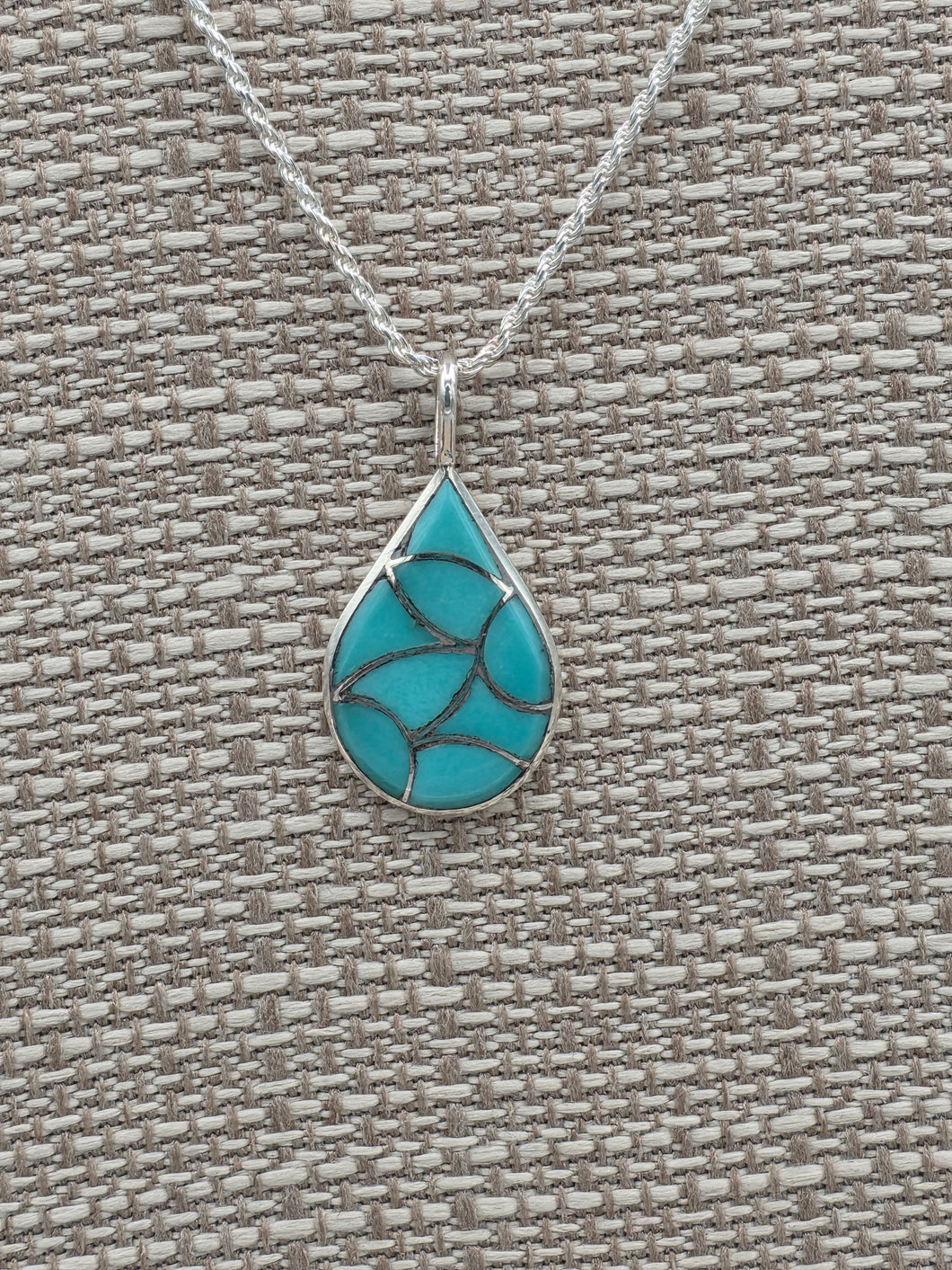 TURQUOISE INLAY PENDANT- ZUNI- DERRICK & LORELIA CHAVEZ
