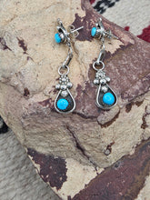 Load image into Gallery viewer, TURQUOISE POST DANGLE EARRINGS- ZUNI - JULIE ONDELACY LAHI
