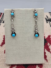 Load image into Gallery viewer, TURQUOISE POST DANGLE EARRINGS- ZUNI - JULIE ONDELACY LAHI
