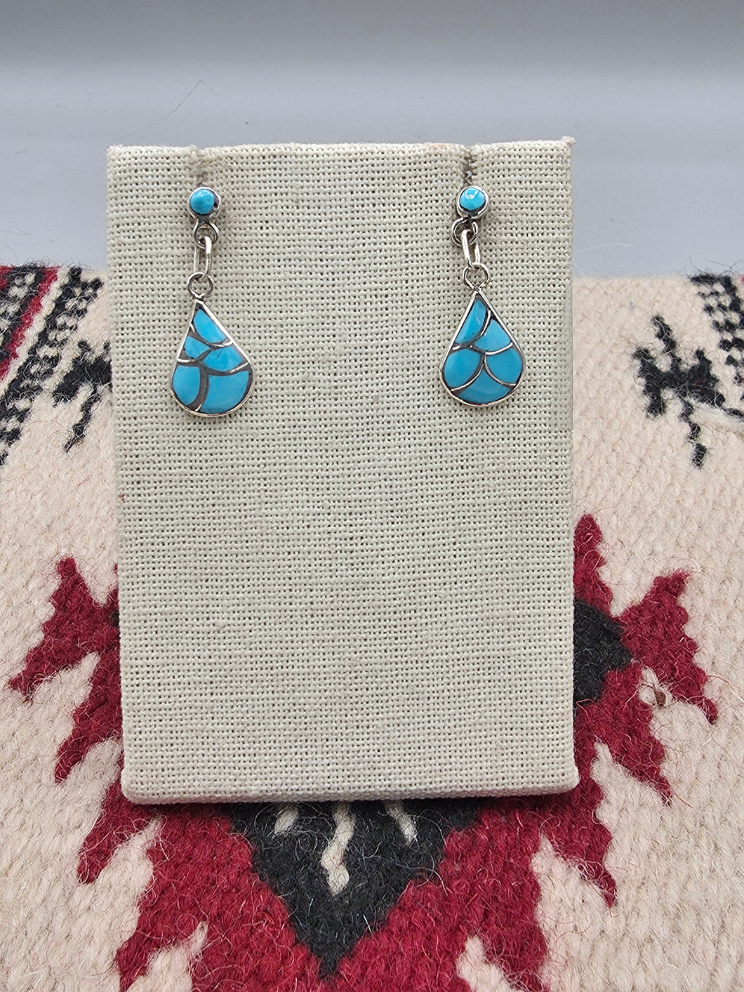 TURQUOISE INLAY EARRINGS  - ZUNI - DRENA LEEKYA