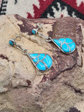 Load image into Gallery viewer, TURQUOISE INLAY EARRINGS  - ZUNI - DRENA LEEKYA

