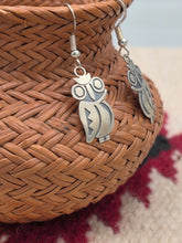 Load image into Gallery viewer, STERLING SILVER OVERLAY OWL EARRINGS- HOPI - DANIELLE WADSWORTH
