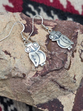 Load image into Gallery viewer, STERLING SILVER OVERLAY OWL EARRINGS- HOPI - DANIELLE WADSWORTH
