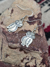 Load image into Gallery viewer, STERLING SILVER OVERLAY OWL EARRINGS- HOPI - DANIELLE WADSWORTH
