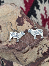Load image into Gallery viewer, STERLING SILVER OVERLAY SHEEP  EARRINGS - HOPI - DANIELLE WADSWORTH
