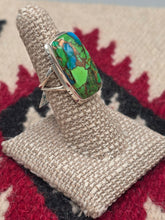 Load image into Gallery viewer, GREEN COPPER TURQUOISE RING - RECTANGULAR - SIZE 6.5
