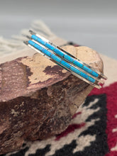 Load image into Gallery viewer, BLUE OPAL INLAY DOUBLE ROW CUFF BRACELET- ZUNI - ANSON WALLACE
