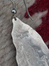 Load image into Gallery viewer, EXTRA LONG OVERLAY FEATHER EARRINGS WITH TURQUOISE- TOMMY &amp; ROSITA SINGER
